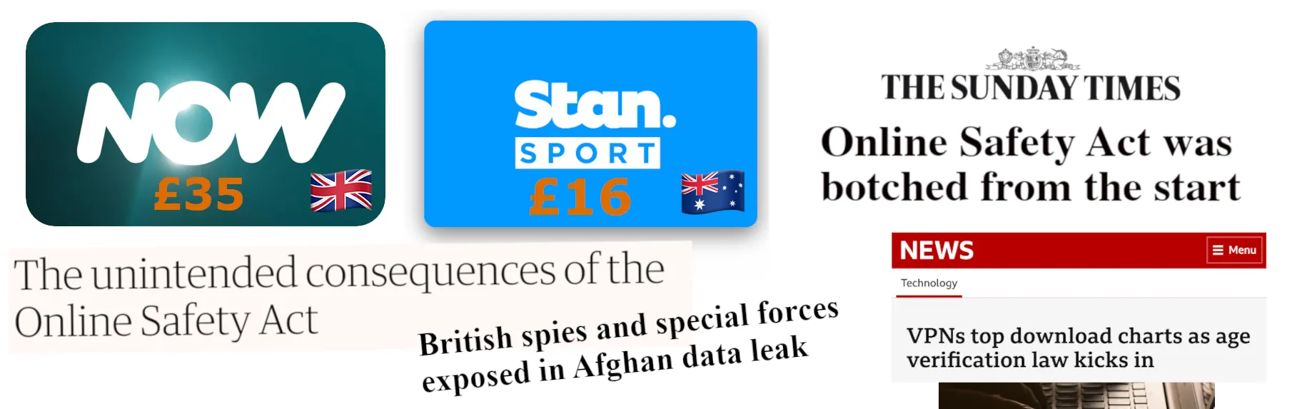 header image showing headlines of vpn usage, and govt stupidity.